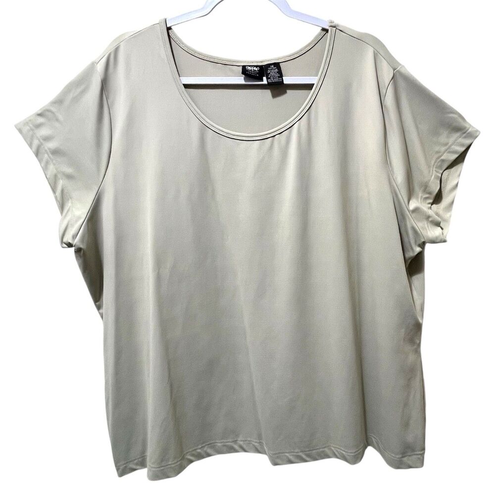 Mossimo Woman Stretch Plus Size 3X Tee, Off White Cement Color Nylon Spandex Top